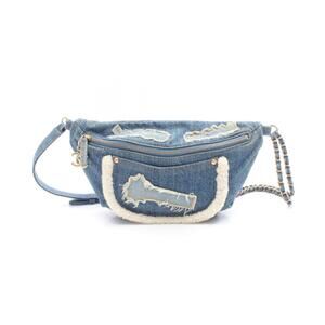 Chanel Waist Bag Body Denim Blue White